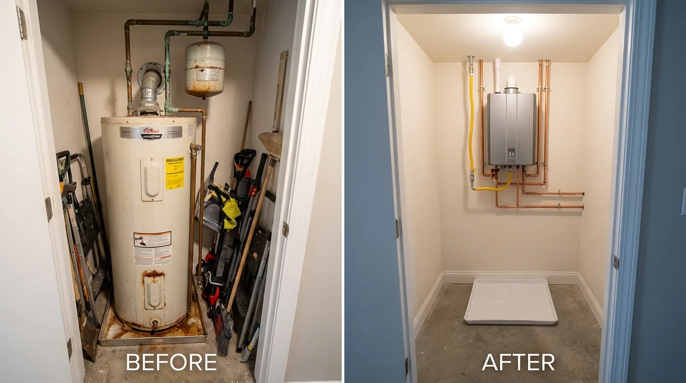 Tank water heater versus wall-mounted tankless unit comparison for Englewood, CO homeowners
